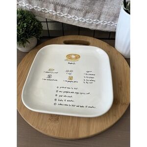 Rae Dunn Pumpkin Pie Recipe Card Square Plate Ceramic 8x8" Thanksgiving Fall